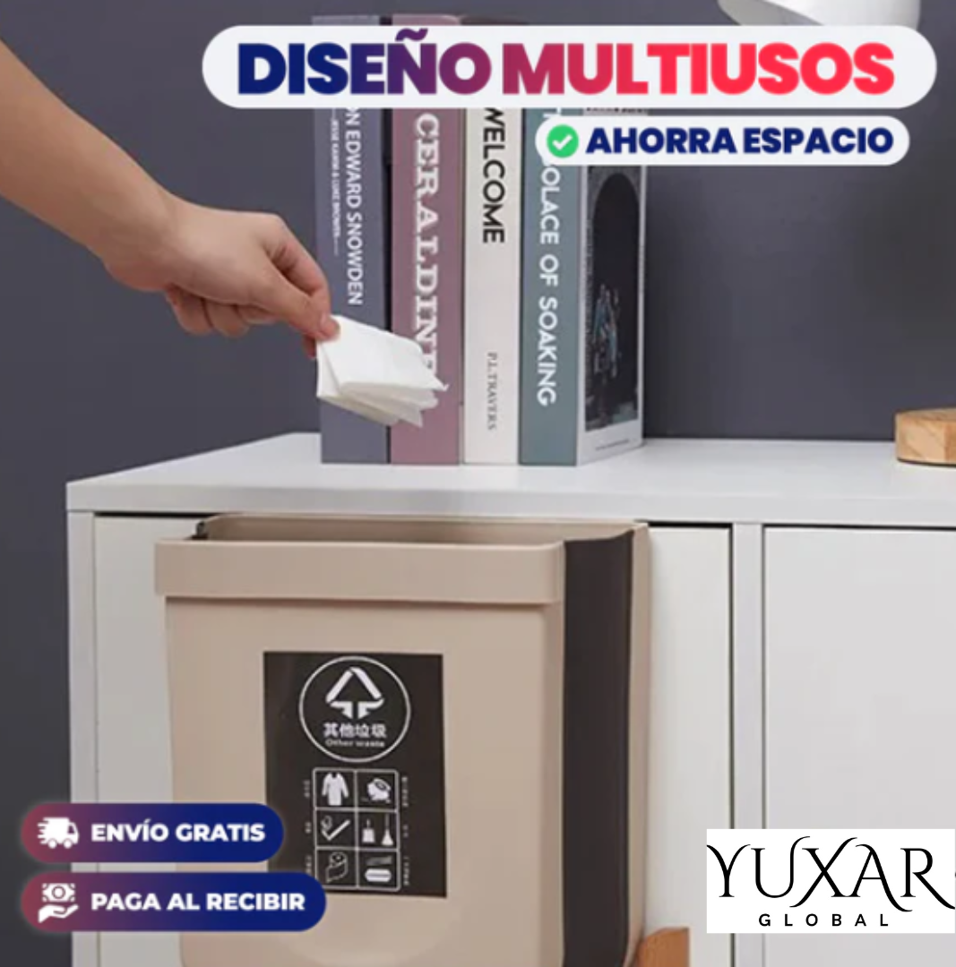 Papelera plegable PREMIUM con dispensador 2x1
