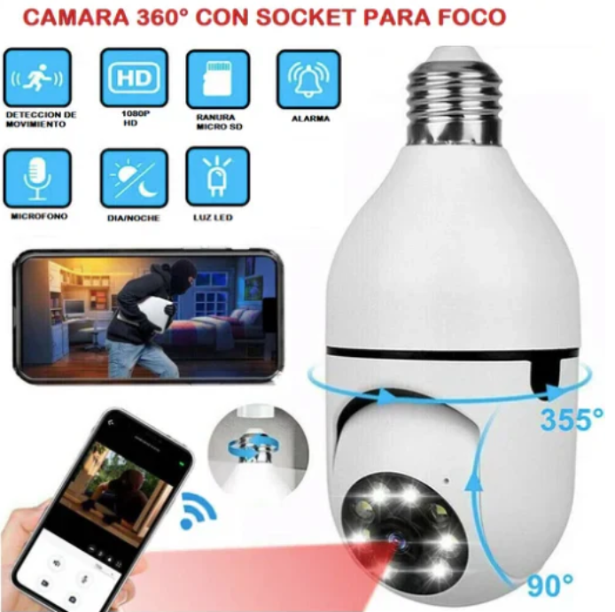 Foco Cámara de Seguridad 360° ¡Oferta ilimitada 2x1!