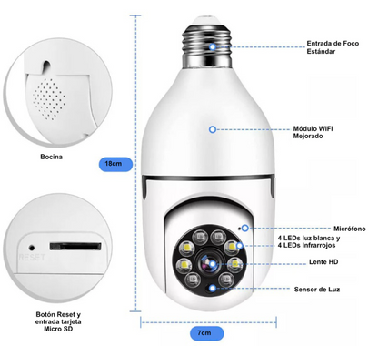 Foco Cámara de Seguridad 360° ¡Oferta ilimitada 2x1!